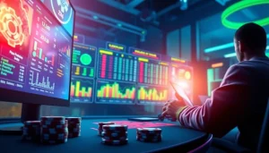 Menggambarkan pengalaman bandar togel online yang menarik dengan antarmuka digital yang dinamis.