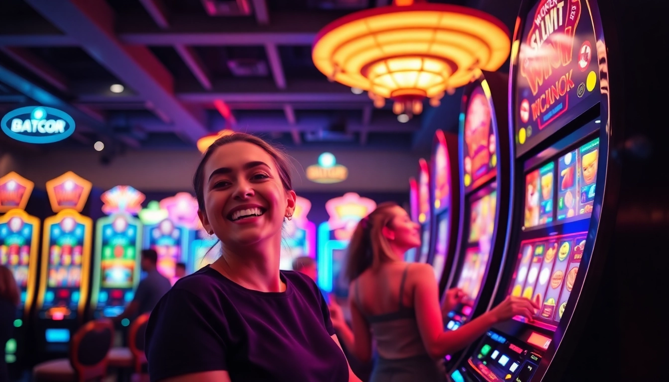 Rasakan keseruan slot gacor dengan pemain yang merayakan kemenangan di kasino.