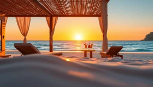 Experience a Luxury Cabo vacation with a stunning beachside cabana and breathtaking sunset.