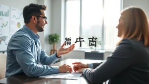 신용카드 현금화를 설명하는 전문가와 상담하는 모습