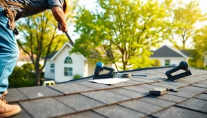 Showcasing a professional installation of high-quality roofing solutions with skilled craftsmanship in a suburban environment.