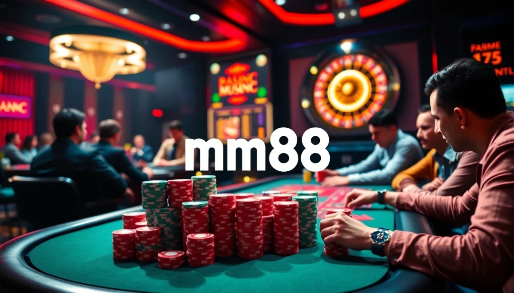 mm88 betting excitement at a lively poker table with colorful chips