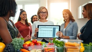 Calculate personalized nutrition needs using the macro calculator in a vibrant kitchen setting.