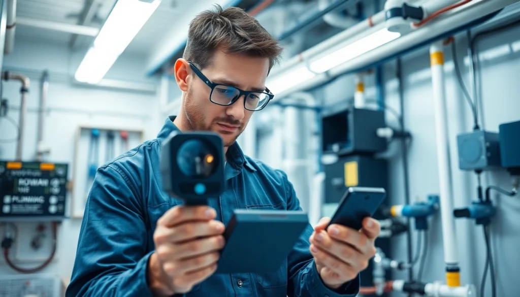 Water leak detection specialist analyzing plumbing equipment for effective leak detection solutions.