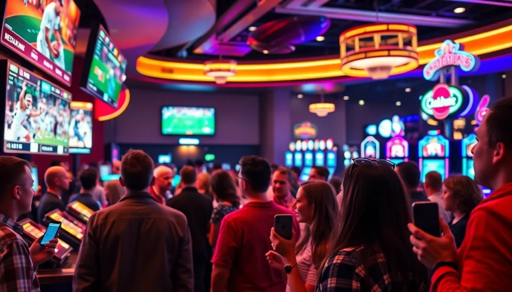 Engaging sports betting Oklahoma scene with bettors enjoying their favorite games and digital betting options.