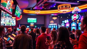 Engaging sports betting Oklahoma scene with bettors enjoying their favorite games and digital betting options.