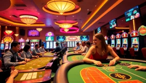 Engaged players enjoying table games and slots at the best online casinos Canada.
