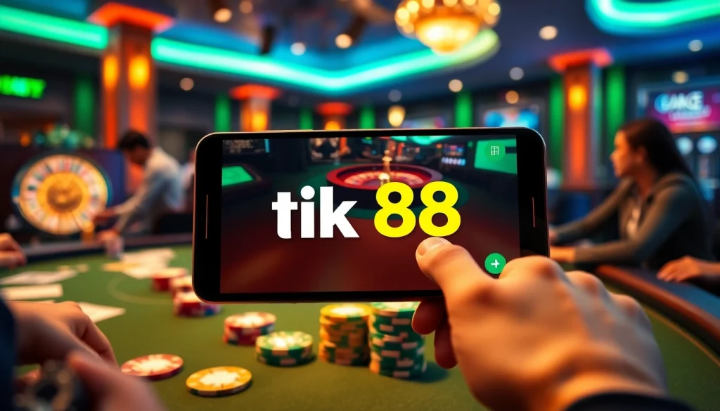Trải nghiệm trò chơi sang trọng với ứng dụng di động Tik 88 và hình ảnh casino sống động.