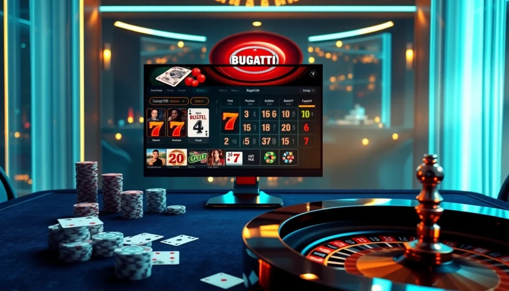 Experience thrilling gameplay at Bugatti8's luxurious online casino with vibrant tables and exciting games.