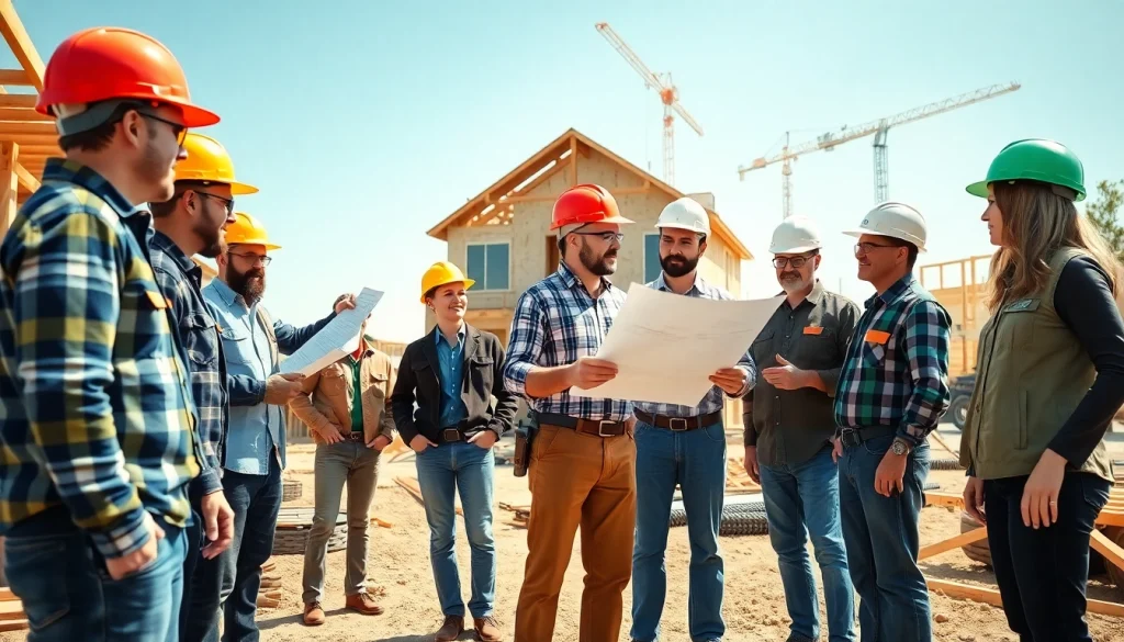 Builders working together at a construction site representing the Texas association of builders.
