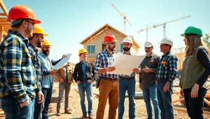 Builders working together at a construction site representing the Texas association of builders.