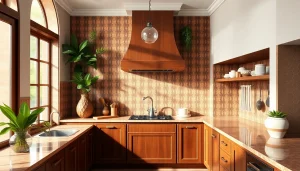 Carreaux Zellige dans une cuisine d'inspiration marocaine, mettant en valeur des motifs complexes et des tons chaleureux.