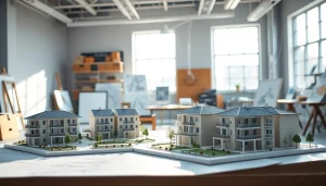 Architekturmodellbau Bochum mit detaillierten Modellen in einem modernen Studio.