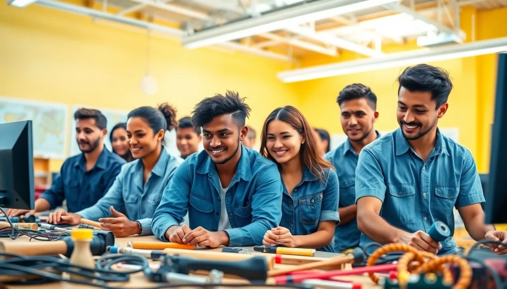 Students learning in trade schools oahu, showcasing hands-on skills in a bright classroom.