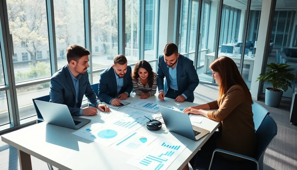 Analyze trends for Competitive intelligence in a vibrant business meeting.