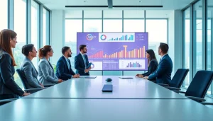 Engaged business team analyzing data for impactful business growth insights.