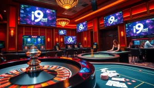 Experience the thrill of gambling at i9bet with luxurious casino tables and vibrant gameplay.