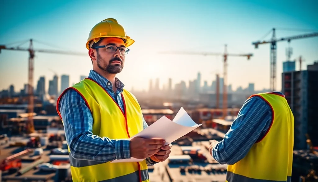 New Jersey Construction Manager supervising a busy construction site, demonstrating leadership.