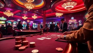 The hidden wiki 2026 showcases a vibrant casino environment with a glowing poker table and spinning roulette wheel.