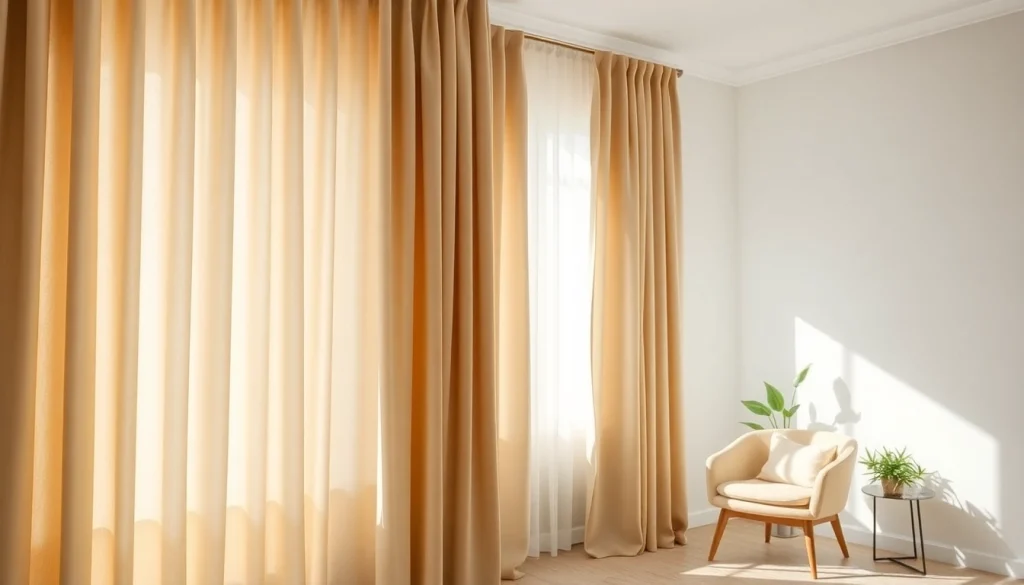 Creëer privacy en donkerte met stijlvolle verduisterende gordijnen in de woonkamer.