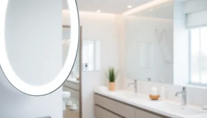 Illuminate your space with a stylish bathroom mirror with LED light, showcasing sleek modern design.