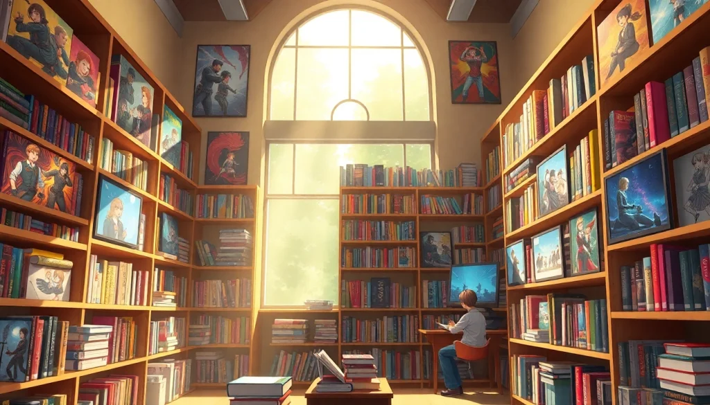 newtoki 웹툰 캐릭터와 아늑한 독서 공간을 보여주며