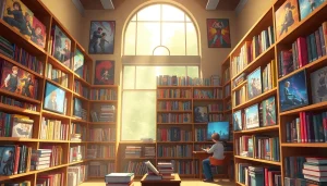 newtoki 웹툰 캐릭터와 아늑한 독서 공간을 보여주며