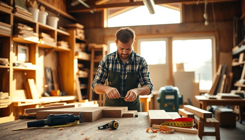 Carpenter demonstrating skills in workshop for Carpentry Apprenticeship Near Me.