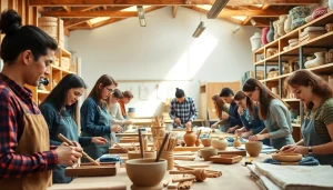 Engaged students in craft training Colorado, actively learning in a vibrant workshop setting.