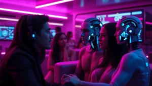 Immersive NSFW AI lounge scene featuring realistic avatars and ambient lighting.