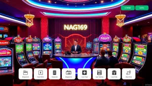 Players enjoying judi slot Naga169 in a vibrant casino atmosphere with live dealer engagement.