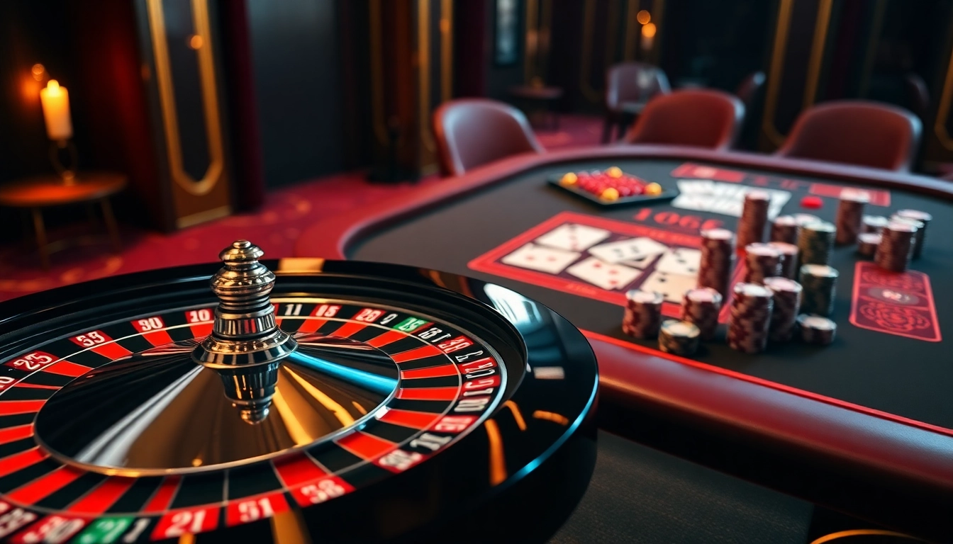 SODO66 players enjoying a thrilling game at a luxurious casino table with poker chips and cards.
