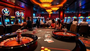 Players enjoying a thrilling gaming experience at XX88 online casino with vibrant colors and luxury ambiance.
