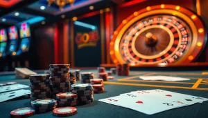 A thrilling gaming scene showcasing exciting gambling elements while inviting users to tải go88 for ultimate online play.