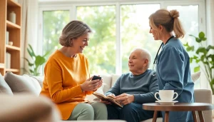 Engaged caregivers provide senior care in Austin TX, highlighting compassion and comfort in a welcoming environment.