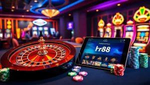 Experience the excitement of gambling at RR88 with the latest digital interface and vibrant casino elements.