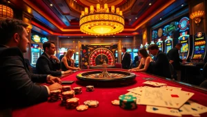Experience thrilling gambling action at an elegant casino, highlighting indoxxi themes and excitement.