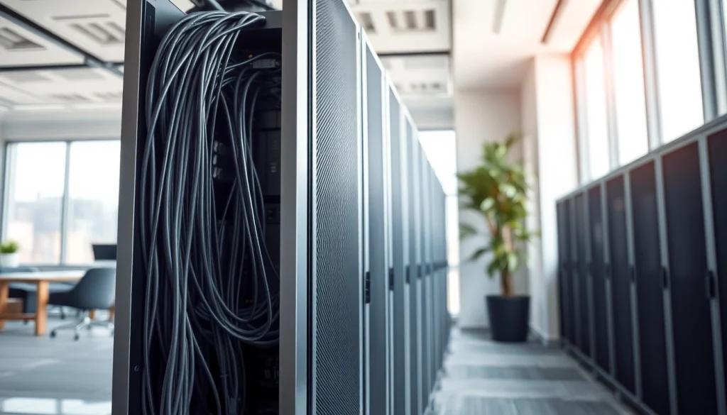 Showcasing CloudWalk Technology, a high-tech server in a modern office space.