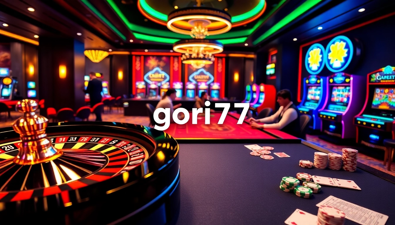 Gamble wisely and win big with gori77 at a luxurious casino filled with poker tables and vibrant slot machines.