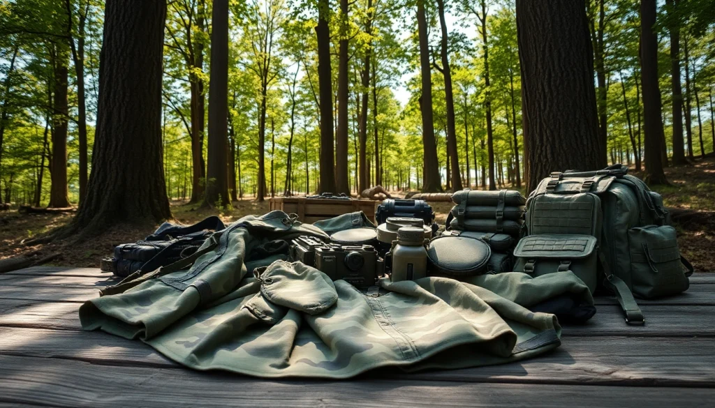 Bekijk goedkope camouflage print patronen op militaire uitrusting in een natuurlijke omgeving.