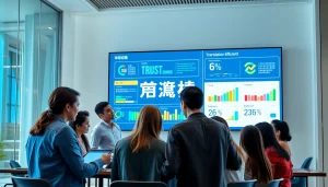 Team collaboration on 有道翻译's digital translation tools in a modern office.