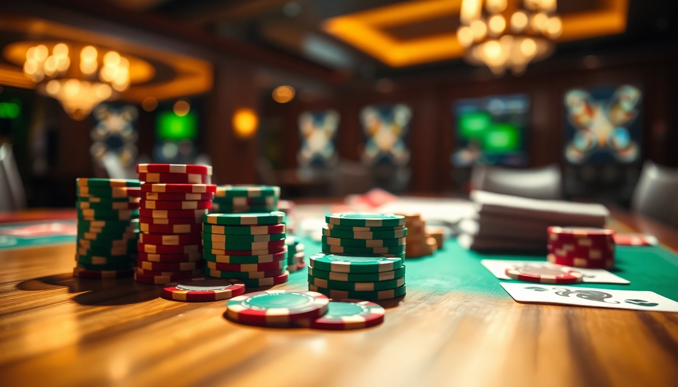 Experience the thrill of gaming at 8win official casino with vibrant chips and cards.
