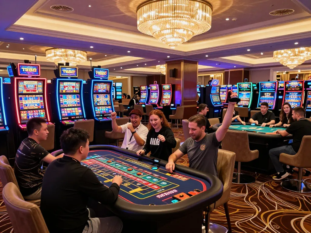 Experience the excitement of TR88 COM with players celebrating a win at a roulette table.