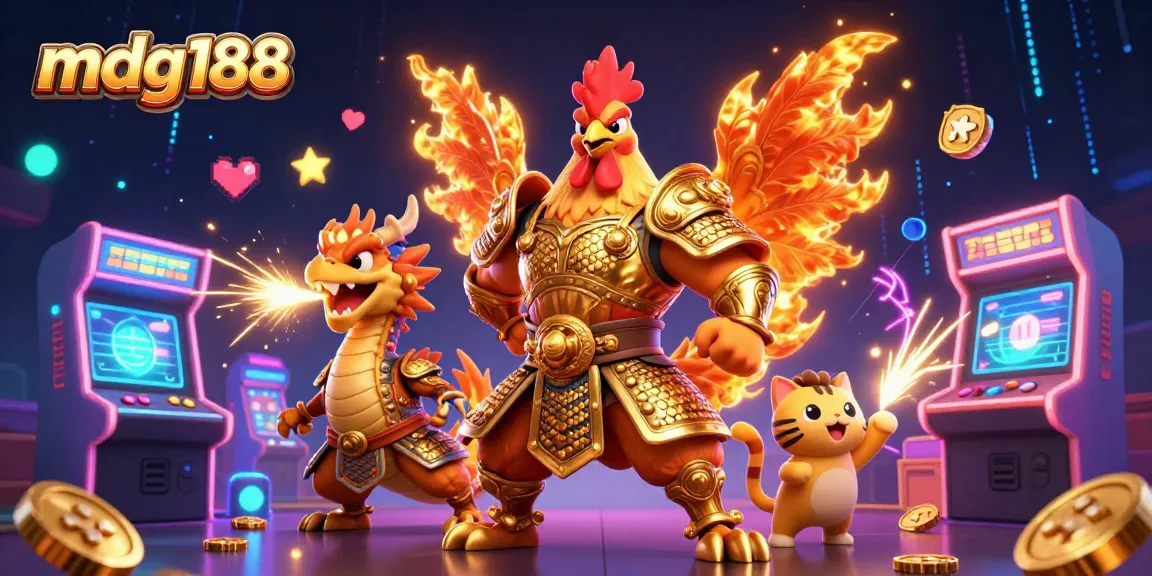 Experience thrilling gameplay with mdg188's vibrant 3D illustration featuring adventurous characters and casino elements.